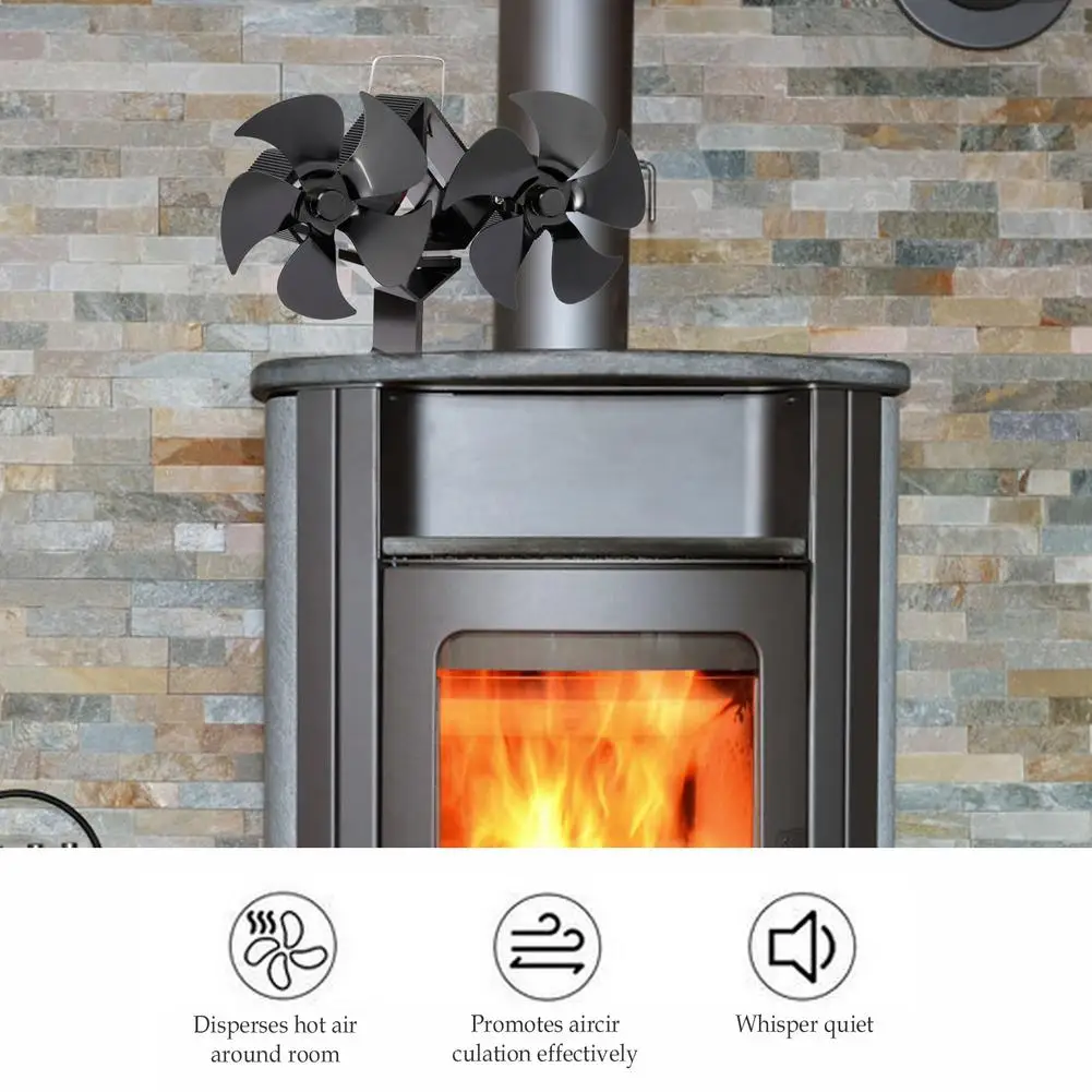 

Double-headed 10-blade Fireplace Fan Thermal Power Heating Stove Fireplace Thermal Circulation Heating Fan