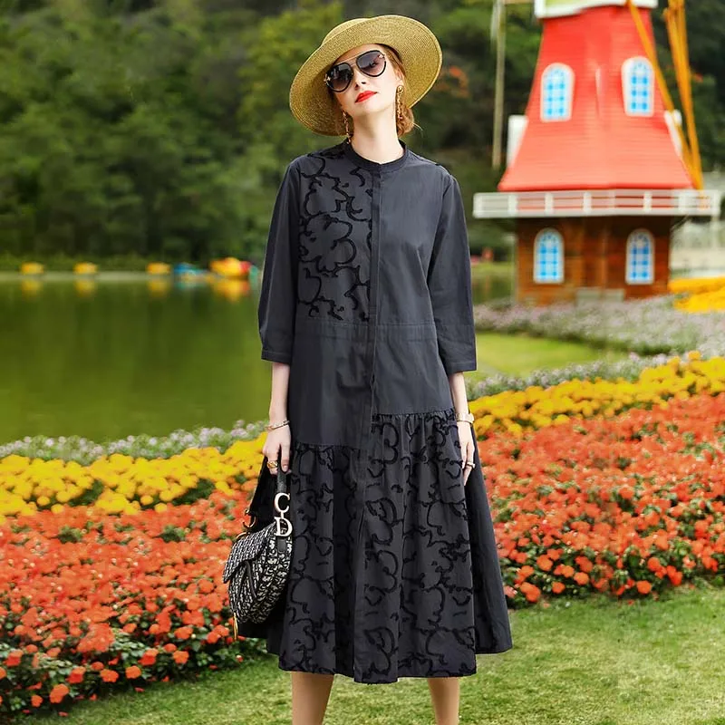 

Casual Windbreaker Women's Spring New Street Style Single-Breasted Loose Fashion Long-Sleeved Jacquard Coat S-XL