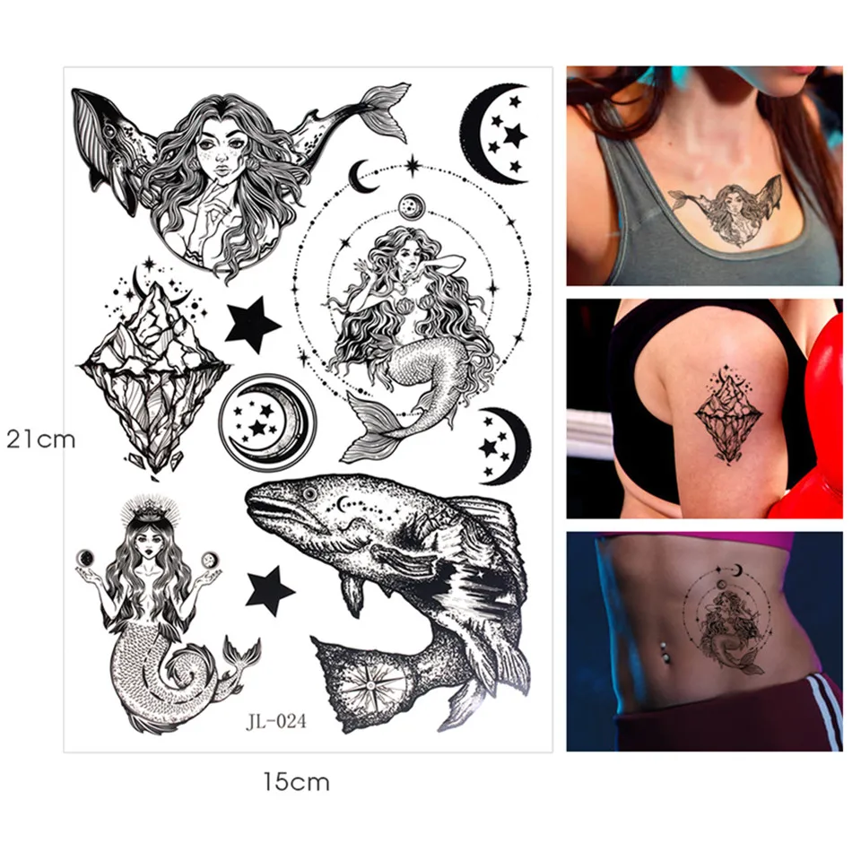 

Tattoo Arm Body Waterproof Large Tattoo Stickers Lion Crown King Rose Waterproof Temporary Tatoo Sticker Wild Wolf Tiger Tattoo
