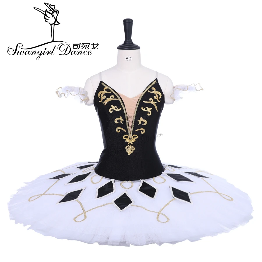 Женская Профессиональная юбка-пачка, белая, черная, блинная, для выступлений, балетная пачка, сценический костюм, костюм-пачка, BT9228 - Цвет: black white