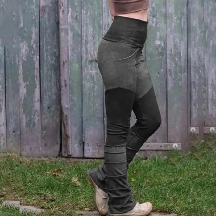 Женские брюки с высокой талией эластичные повседневные брюки теплые расклешенные брюки-OPK