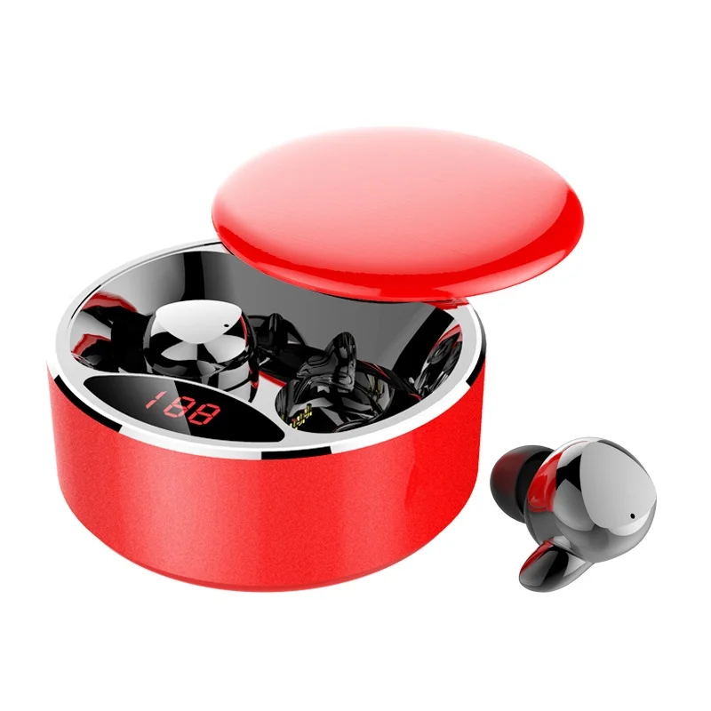 BlackRed LEORY X30 TWS bluetooth 5,0 наушники 6D стерео сенсорный светодиодный дисплей беспроводной/type-C зарядный чехол гарнитура с микрофоном - Цвет: BlackRed