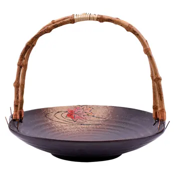 

1PC Japanese Style Plate Multi-purpose Hand Basket Delicate Fruit Basket Creative Ceramic Plate Dried Fruit Plate for Home