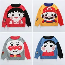 Осенне-зимний свитер для маленьких мальчиков и девочек, детские вязаные свитера, вязаные классические японские свитера с героями мультфильмов для малышей