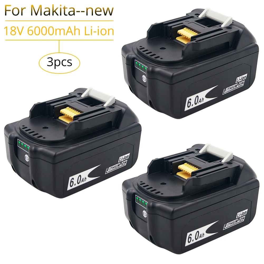 3 шт./лот 18V 6.0Ah Батарея для Makita BL1850B BL1860B BL1840 литий Перезаряжаемые аккумуляторных