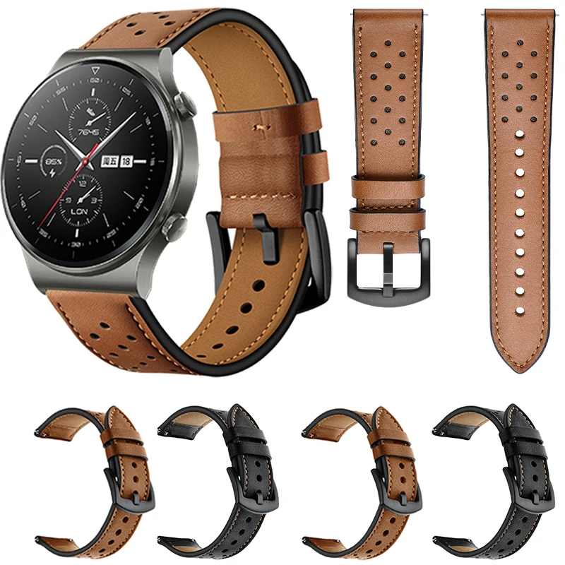 Genuine Leather Smart Band For Huawei Watch GT2 Pro watch Strap Honor GS / ES GT 2 20/22mm Bracelet Watchband | Наручные часы