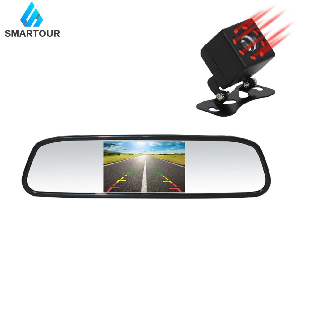 

Smartour Car Video Auto Parking Monitor, LED Night Vision Reversing Rear View Camera With 4.3 inch Car Rearview Mirror Monitor