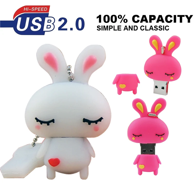 Флеш накопитель в виде кролика usb 2 0 флеш 128 Мб 32 ГБ 64 бесплатная доставка флешка