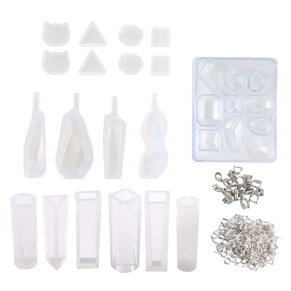 Clear Silicone Mold Set for Making Jewelry Pendant Necklace Earrings DIY Resin Mould