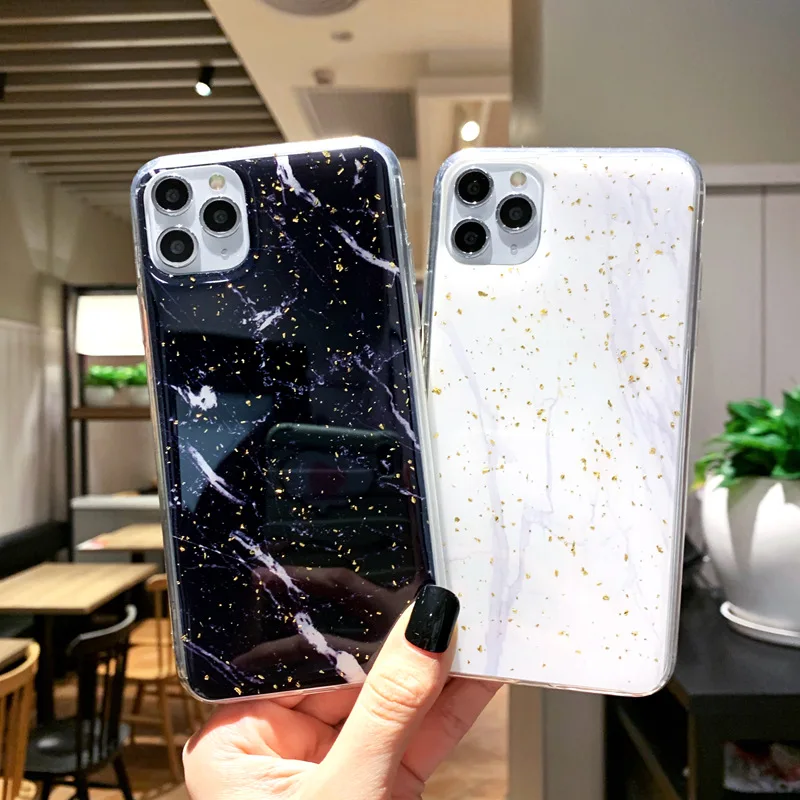 Блестящий чехол для телефона с золотой фольгой и мрамором для iPhone 11, 6, 6 S, 7, 8 Plus, X, XR, XS Max, мягкий чехол из ТПУ для iPhone 11 Pro, Max, блестящая задняя крышка