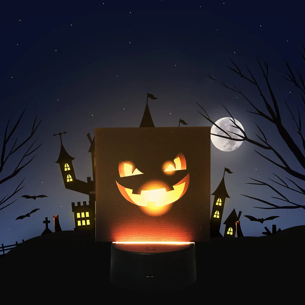 halloween party decoration pumpkin bat pattern night light scene