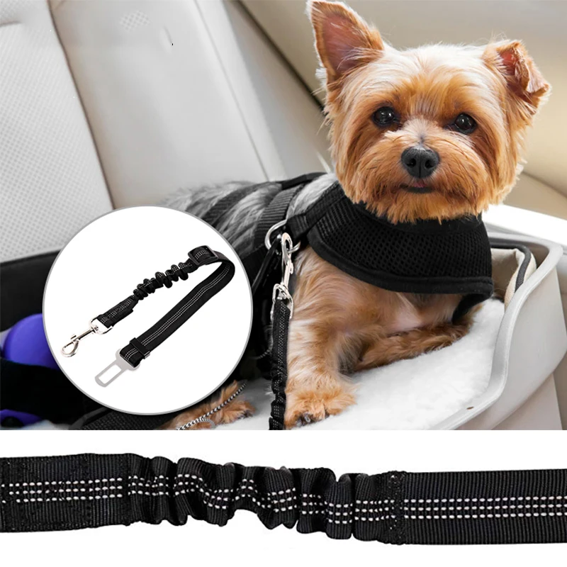 Pet Dog Car Seat Belt  Adjustable Elastic Safety Seat Belt Leash Retractable Rope for Dog Pet outdoor travel Car Supplies