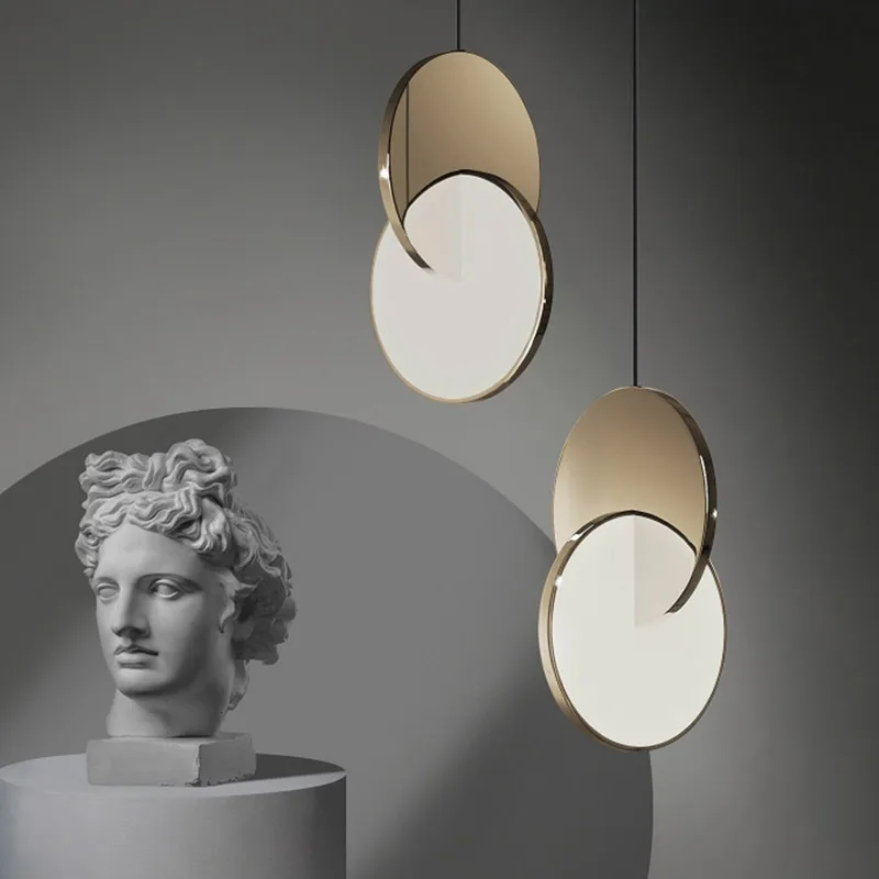 New Modern Pendant Light Nordic Designer Led Geometric Hanging Lamp Circle Iron Chrome Or Golden Light For Dining Room