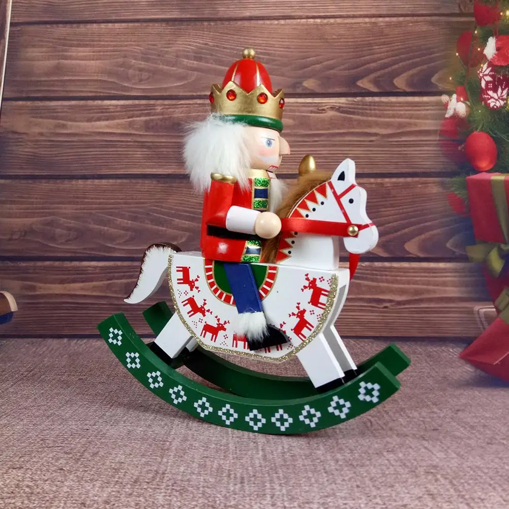 30 см деревянный Щелкунчик лошадка-качалка деревянные поделки Креативные украшения Рождественские украшения для украшения дома
