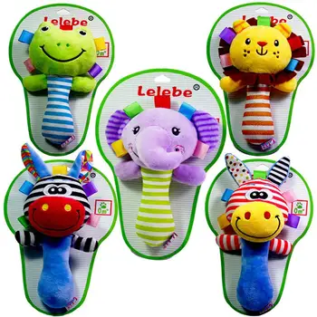 

None Cute Baby Kids Plush Hand Shaking Bell Rattle Sound Puzzle Shaking Teether Rattles Toys for Kids as Gifts