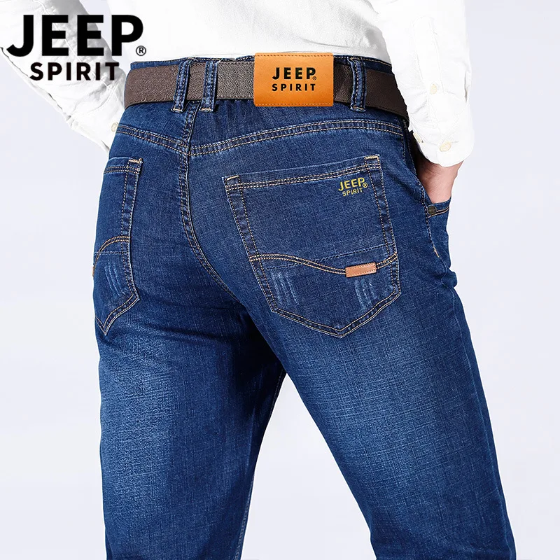 Джинсы мужские брендовые JEEP SPIRIT осенние джинсы Hombre хлопковые Умные повседневные мужские джинсы, мужские брюки прямые джинсы homme Размер 28-40