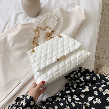 

Fashion Texture Large Capacity Bag 2020 New Shoulder Slung Rhombic Chain Bag Joker Tote Bag