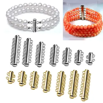 

10Pcs Layered Bracelet Necklaces Slide Strong Magnetic Clasps Tubes Lock Rhodium Plated Buckle Hook Jewelry Findings