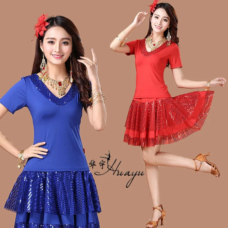 

Huayu Dance 2019 Spring And Summer Square Dance Clothing New Style Set Latin Dance Performance Skirt Women's Game Clothing