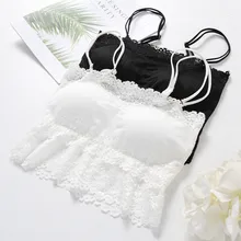 Модное сексуальное женское кружевное нижнее белье регулируемый съемный нагрудный коврик Camisole черный белый женский летний укороченный топ