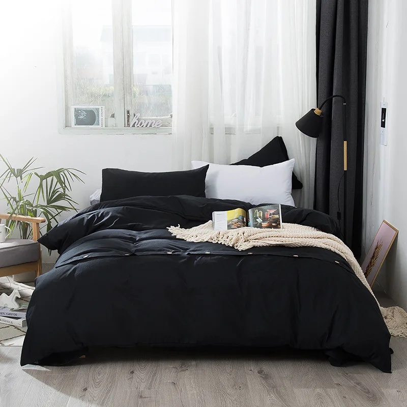Button Quilt Cover Bedding Set Europe Queen King Single Duvet For Home Bed Linens White Black Gray | Дом и сад