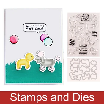 

Pet Dog Puppy Animal Metal Cutting Dies and Stamp Templates for DIY Scrapbooking Album Transparent Silicone Decorative Stamp