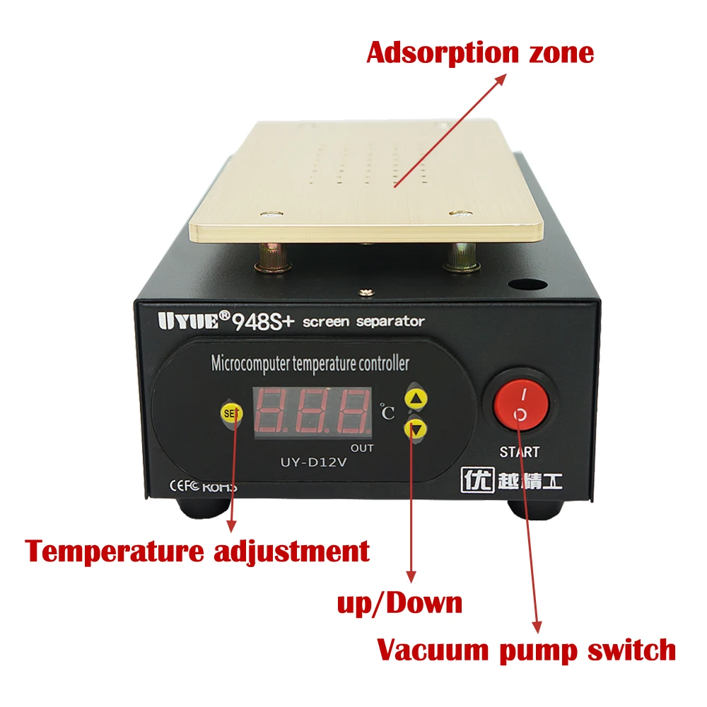 

UYUE 948S+ 110V/220V Built-in Vacuum LCD Touch Screen Separator Machine kit for Smart Phone Front Glass Repair