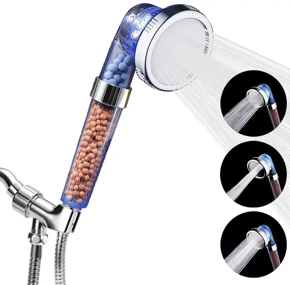 

Shower Head Ionic Filter Filtration High Pressure Water Saving 3 Mode Function Spray Handheld Showerheads for Dry Hair &Skin SPA
