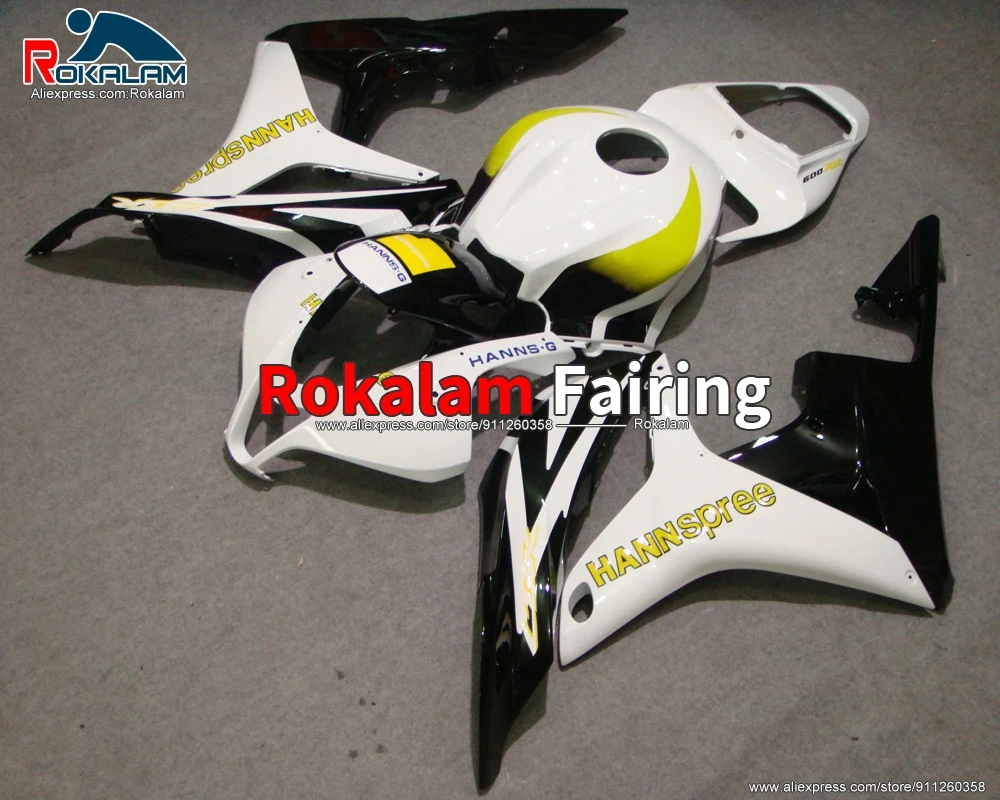 

Cowling For Honda CBR600RR F5 07 08 CBR600 RR 2007 CBR 600RR 2008 Motorcycle White Black Fairing Kit (Injection Molding)