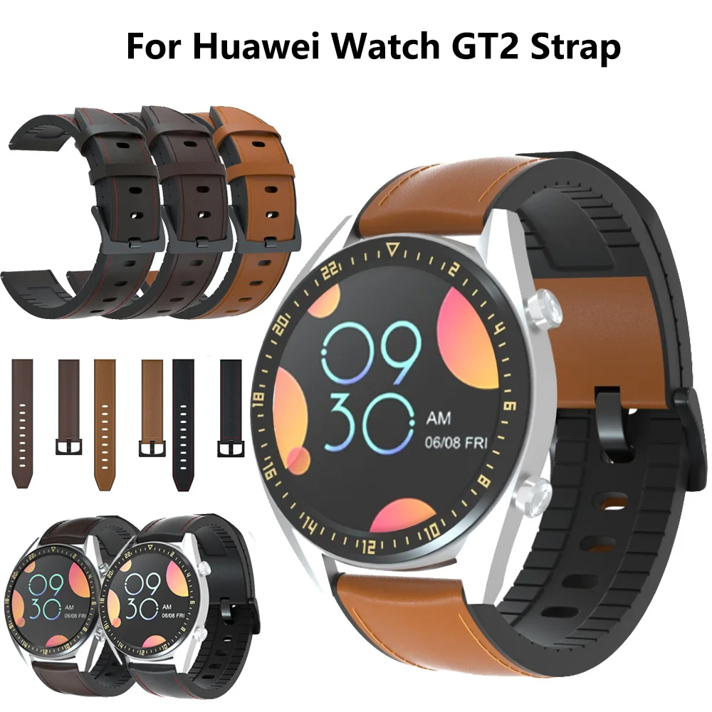 Ремешок для часов Huawei Watch GT 2 46 мм сменный силиконовый браслет из натуральной кожи