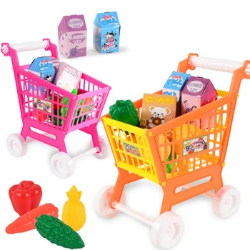 

Shopping Cart Toy Educational Toy Shopping Cart, Supermarket Playset With Grocery Cart Toy And Pretend Food Accessories