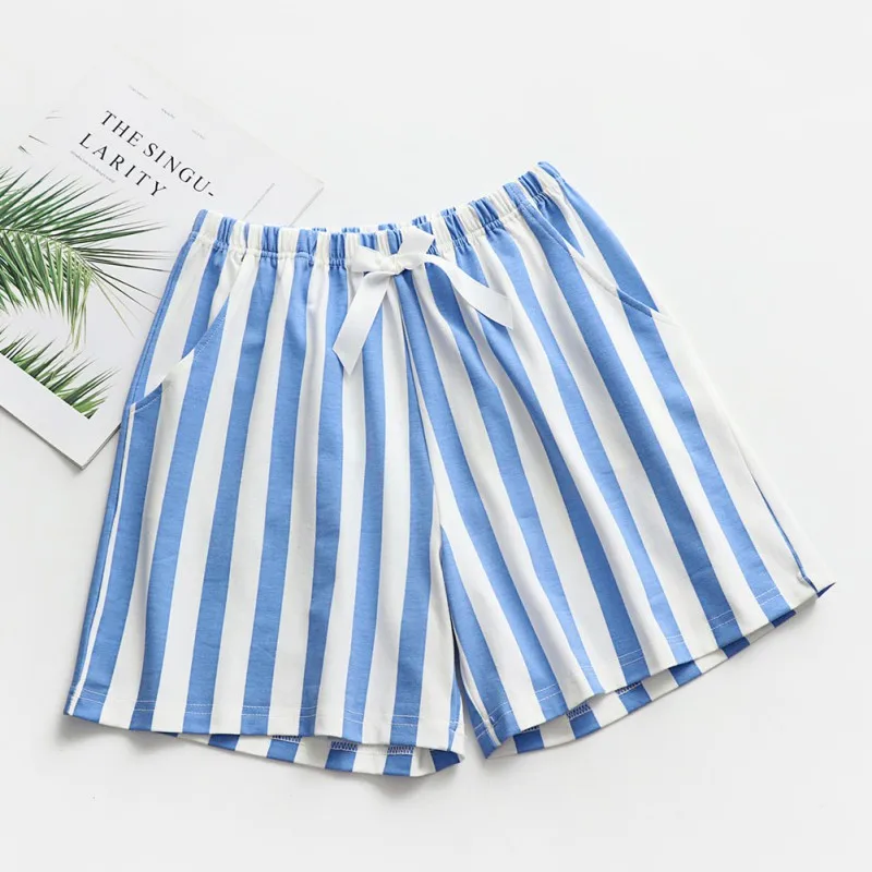 Летний досуг короткие штаны для женщин сна нижняя часть пижамы печати Хлопок Свободные домашние шорты