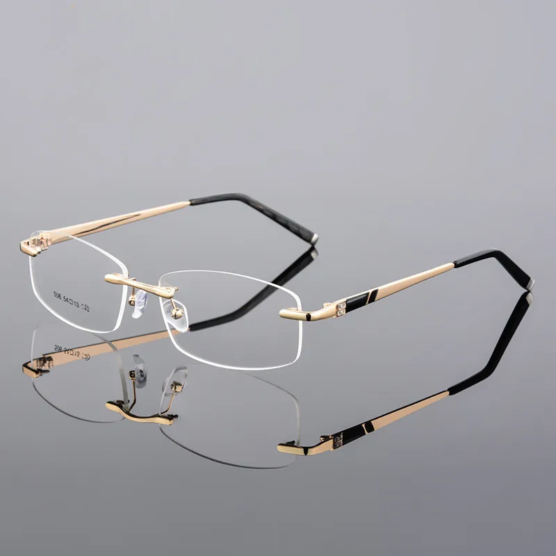 Высококачественные роскошные деловые ультра-светильник из сплава, очки без оправы для близорукости, металлические близорукие очки, оправа для мужчин, очки для близорукости