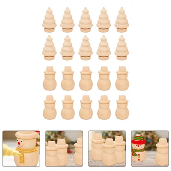 

20Pcs Coloring Puppets Durable Creative DIY Painting Puppets Xmas Wooden Ornaments Wooden Crafts for Store