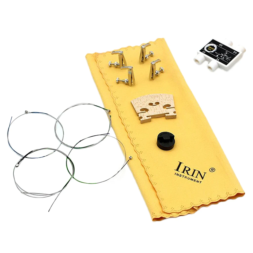 

Violin Parts Accessories Strings + Mute + Pitch Pipe + Bridge + Fine Tuners + Cleaning Cloth for 4/4 Violin Fiddle