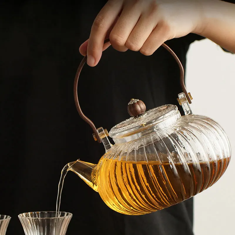 Жаропрочное стекло с ситечком, тыквенный горшок, высокое боросиликатное устройство для заваривания черного чая, чайный набор с пучкой, новый стеклянный чайник 2020|Заварники| | АлиЭкспресс