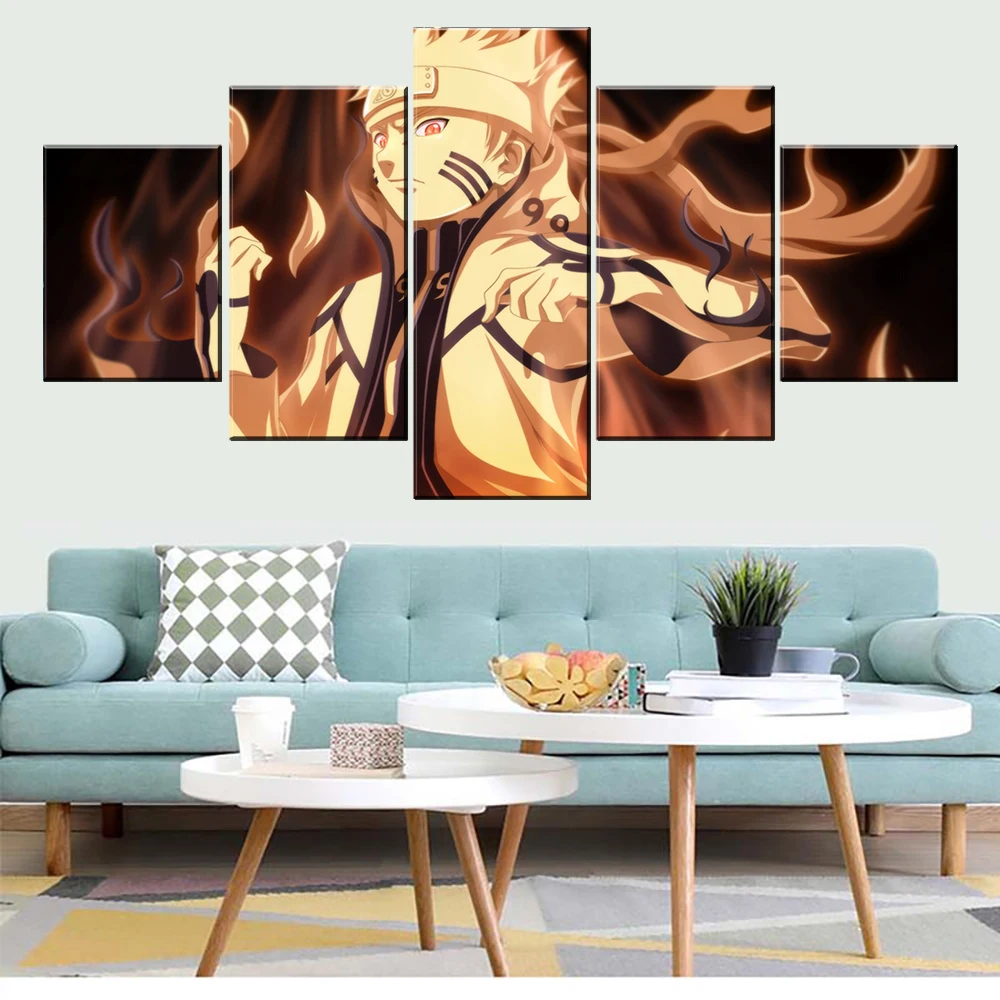 5 Pieces HD Print Painting Anime Naruto six way mode Modular For Modern Decorative Bedroom Living Room Home Wall Art Decor | Дом и сад