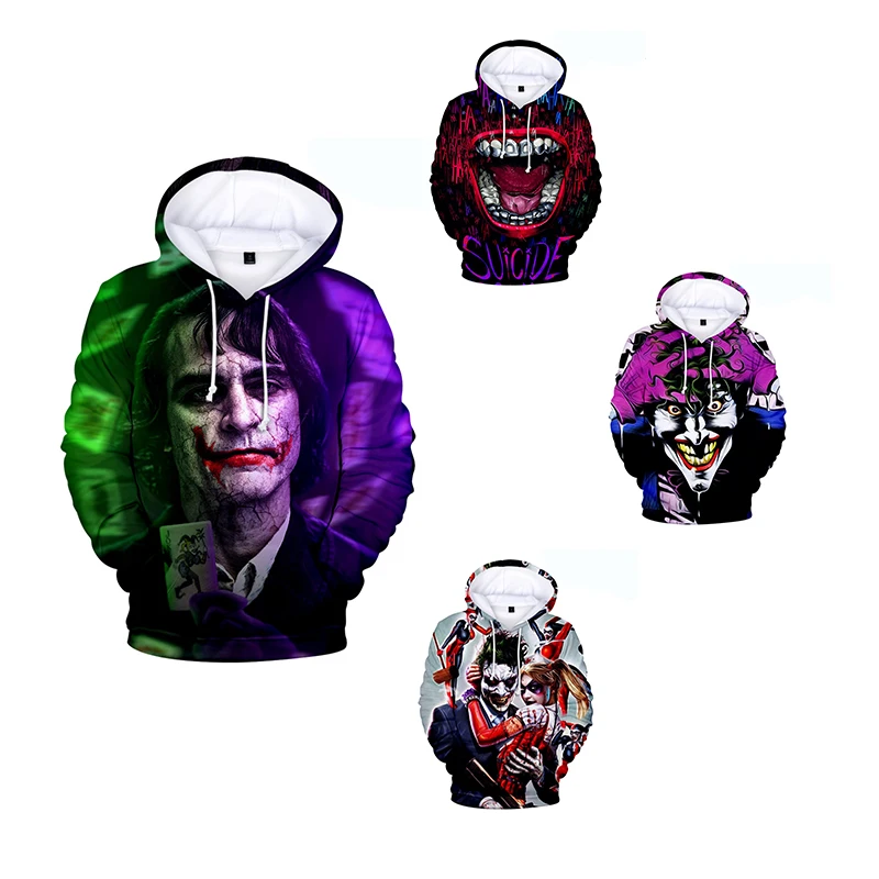 

2021 Anime Red Music Clown Joker Hoodie Men Playing cards mask hoodies sweatshirts Plus Size 3D Tie dyeing sueter masculino 4XL