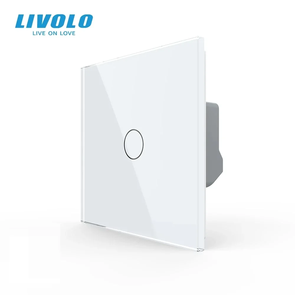 Livolo Padrão da ue Luxo Vidro de Cristal Branco Interruptor Parede Interruptor de Toque Normal Gang Way Switch Vl-c70111 12 13 15