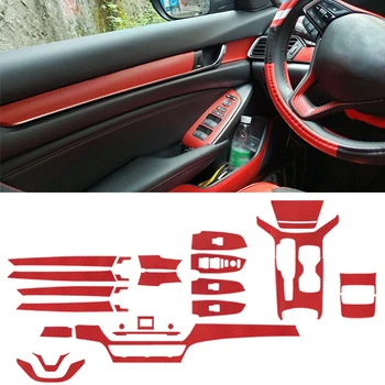 

3D Carbon Fiber Red Car Interior Decor Trim Sticker Kit For Honda Accord 2018-20