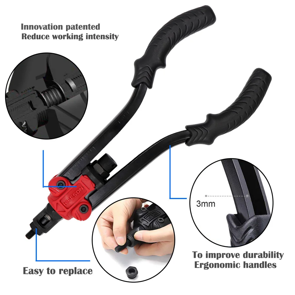 HIFESON Riveter nut Gun  rivet nut tool rivnut tool 617 619blind rivet Insert Manual Riveter Nut Riveting Rivnut Tool for Nuts