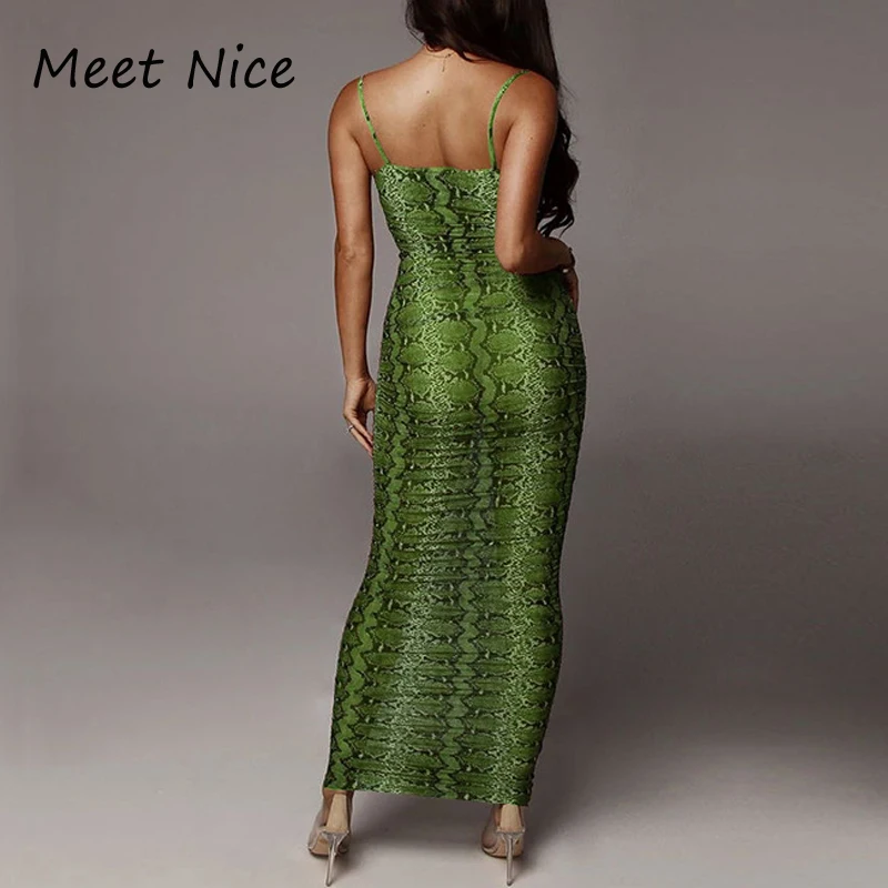 Змеиное леопардовое платье летние женские отпечаток Ruched Mesh Maxi Вечерние платья сексуальный облегающий обтягивающий длинное облегающее платье