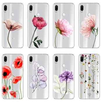 Перейти на Алиэкспресс и купить Силиконовый чехол для телефона для Xiaomi Redmi Note 7S 7 PRO розовый красный цветочный чехол для Xiaomi Redmi K20 Pro 7 7A GO Y2 Y3