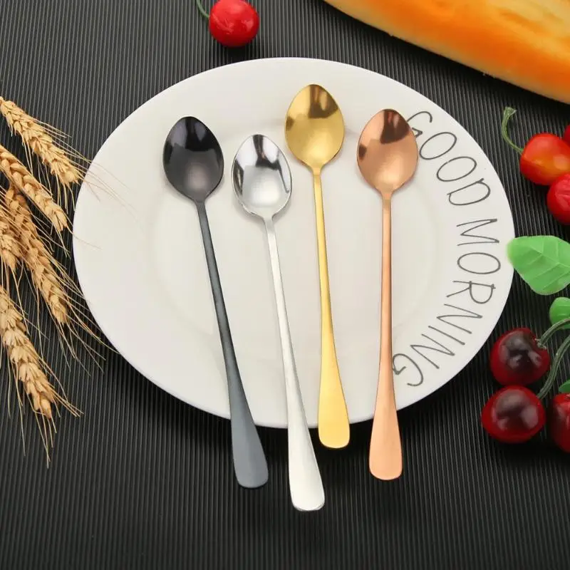 

Long Handle Coffee Spoons Stainless Steel Tea Stirring Spoons Set Sugar Ice Cream Mug Dessert Spoon Drink Tableware