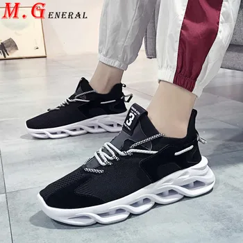 

Men's Mesh Sneakers Brand Damping Blade Men's Casual Shoes Thick-soled Low Top Summer Shoes Men Slip-on Trainer Walking Shoe C48