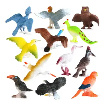 

12PCS/Set Simulation Wildlife Model Lifelike Bird Figurine Desktop Adornment Educational Toy