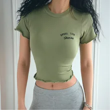 Сексуальная футболка для бега с буквенным принтом, спортивные костюмы для женщин, для девушек, тонкие с быстросохнущими топами для йоги