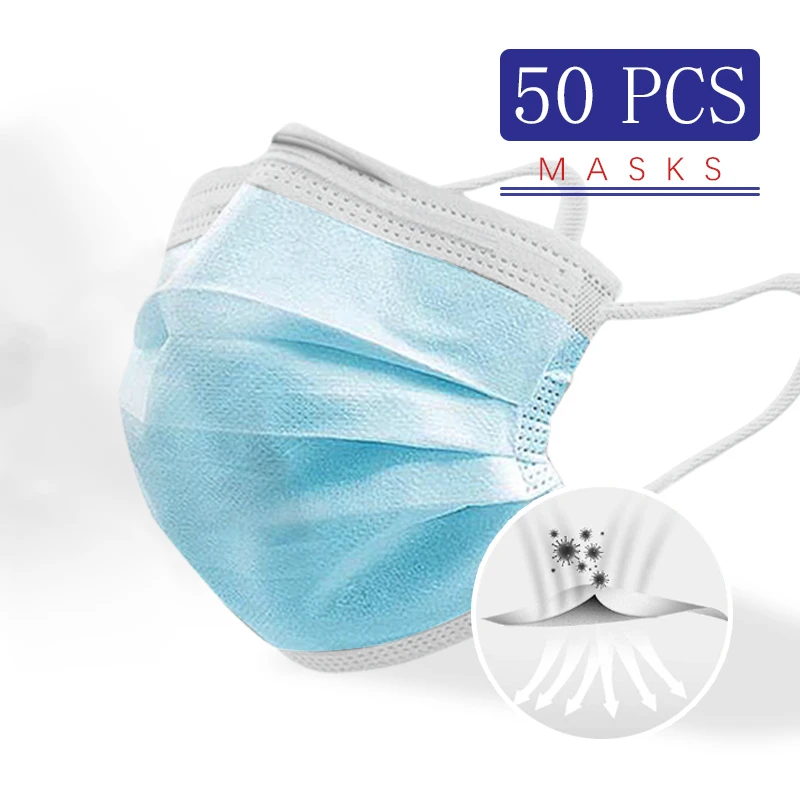 

30/50/100PCS FDA mask from viruses health mask fashion mask fabric facial Travel Dustproof Anti-fog face masks