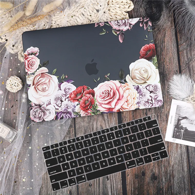 Мраморный чехол для ноутбука Macbook Air 13 Mac Book A1932 retina Pro 13 1" Touch bar A2159 A1989 A1990+ чехол для клавиатуры - Цвет: Black
