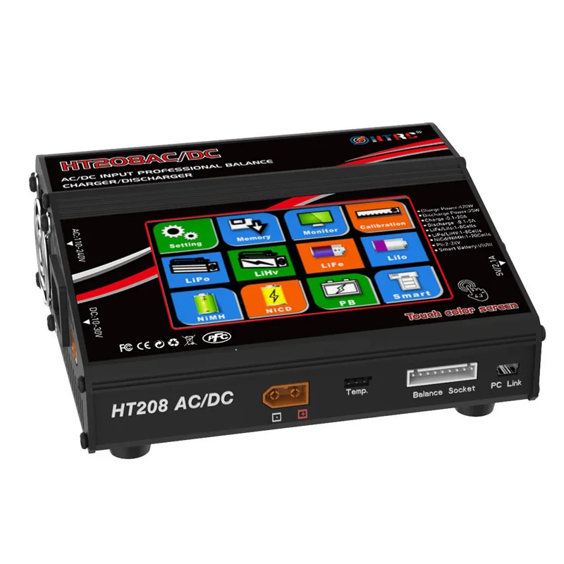 HTRC AC DC 420 Вт баланс зарядное устройство HT208 20A ЖК сенсорный экран Dis зарядное устройство для 1-8s Lilon LiPo LiFe LiHV Nicd NiM PB Зарядка батареи